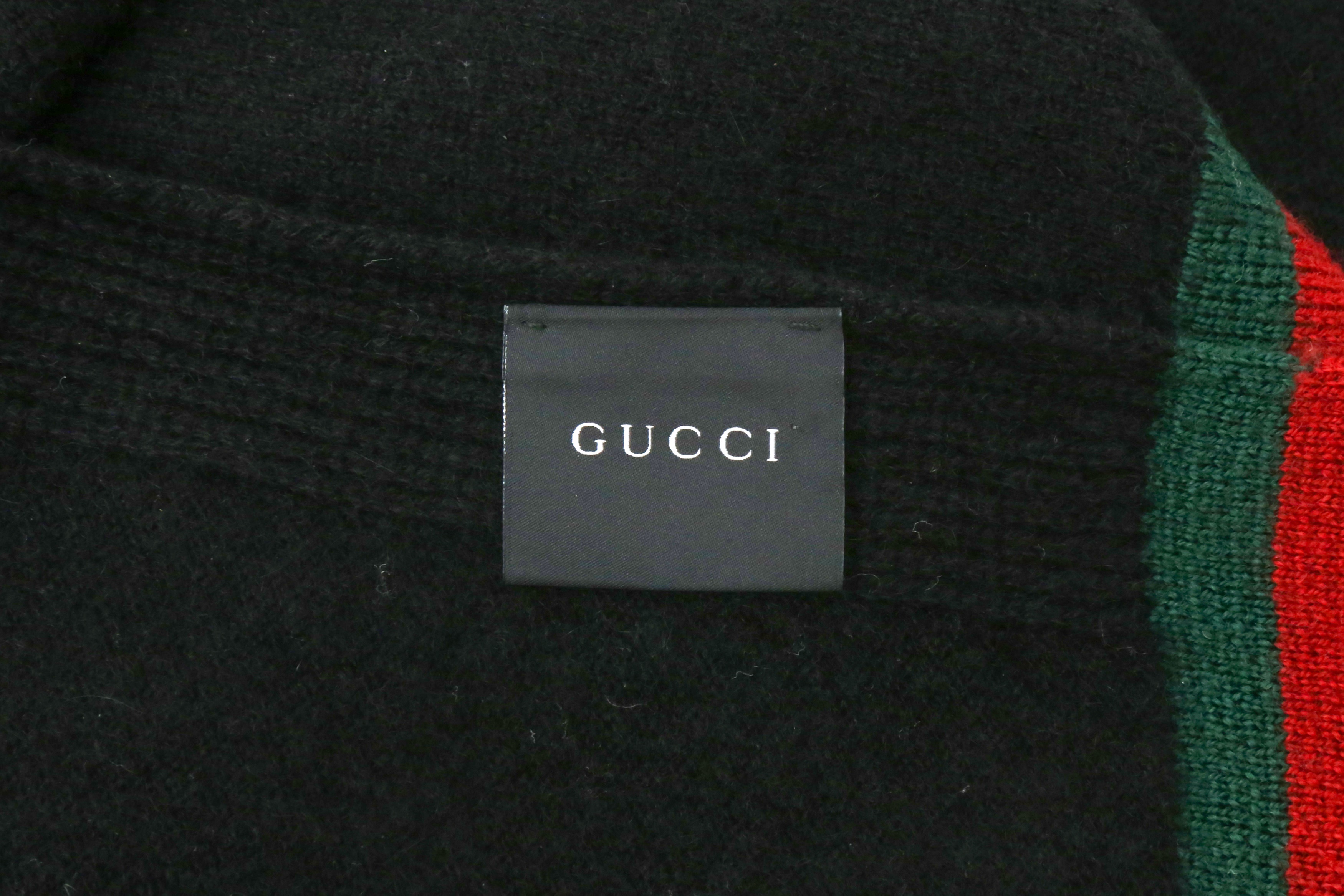 Lot 516 - Gucci Black Cashmere Web Scarf