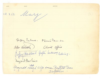 Lot 73 - TWO PAGES FROM A VISITOR'S BOOK INDIVIDUALLY SIGNED BY ELIZABETH THE QUEEN MOTHER AND PRINCESS MARY