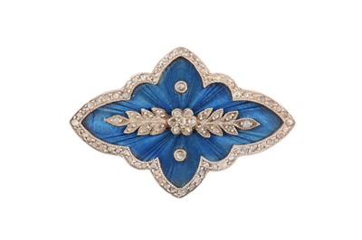 Lot 228 - An enamel and diamond brooch