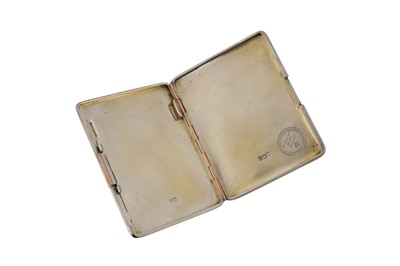 Lot 32 - A George V gold mounted sterling silver cigarette case, London 1913 retailed by Tiffany and Co