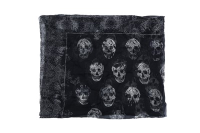 Lot 424 - Alexander McQueen Midnight Blue Skull Silk Print Scarf