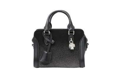 Lot 618 - Alexander McQueen Black Glitter Mini Skull Padlock Bag