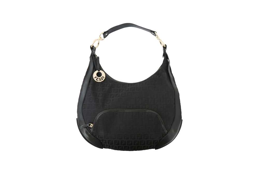 Lot 360 - Fendi Black Zucchino Chef Hobo Bag