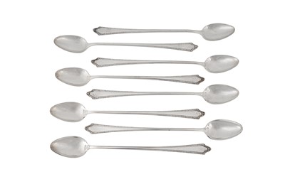 Lot 1251 - A SET OF EIGHT AMERICAN STERLING SILVER KNICKERBOCKER GLORY ICE CREAM SPOONS, CIRCA 1960