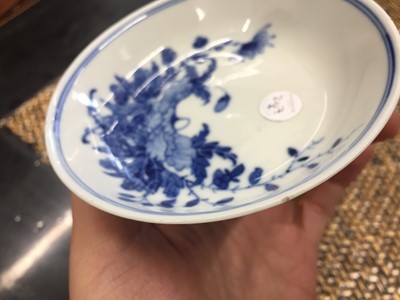 Lot 207 - A GROUP OF THREE CHINESE BLUE AND WHITE BOWLS AND A DISH