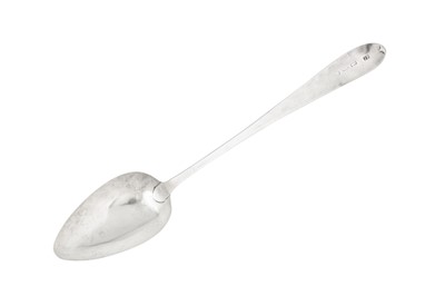 Lot 307 - A George III Irish sterling silver straining spoon, Dublin 1799 by John Pittar