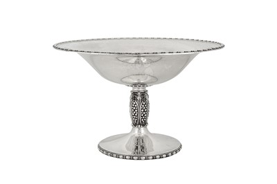 Lot 336 - An Elizabeth II ‘Arts and Crafts’ sterling silver footed fruit bowl or comport, Birmingham 1968 by A. E. Jones