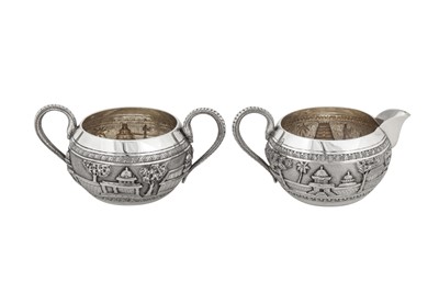 Lot 112 - An early 20th century Anglo – Indian silver strawberry set, Madras circa 1910 by Peter Orr and Sons