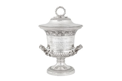 Lot 503 - Salop and Welsh interest - A George III sterling silver twin handled cup and cover, London 1814 by Paul Storr (1771-1844, first reg. 12th Jan 1793)