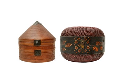 Lot 1404 - TWO CHINESE BASKETS AND COVERS, 20TH CENTURY