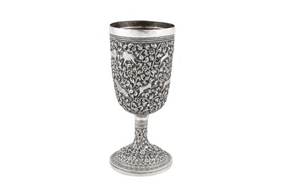 Lot 109 - A late 19th century Anglo – Indian unmarked silver goblet or standing cup, Cutch circa 1890