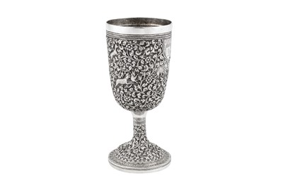 Lot 109 - A late 19th century Anglo – Indian unmarked silver goblet or standing cup, Cutch circa 1890