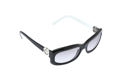Lot 431 - Chanel Black Camellia Rectangle Sunglasses