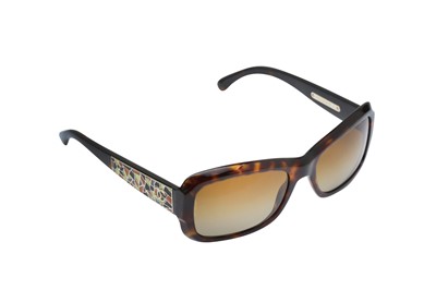 Lot 220 - Chanel Brown Mosaic CC Rectangle Sunglasses