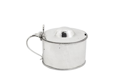 Lot 445 - A George III provincial sterling silver mustard pot, Newcastle circa 1790 by John Langlands I and John Robertson I (active 1778 to 1795)