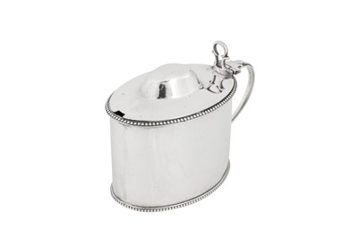Lot 445 - A George III provincial sterling silver mustard pot, Newcastle circa 1790 by John Langlands I and John Robertson I (active 1778 to 1795)