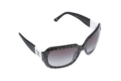 Lot 434 - Chanel Black Lace CC Oversized Sunglasses