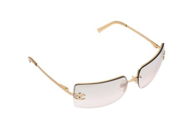 Lot 321 - Chanel Crystal CC Rectangle Rimless Sunglasses
