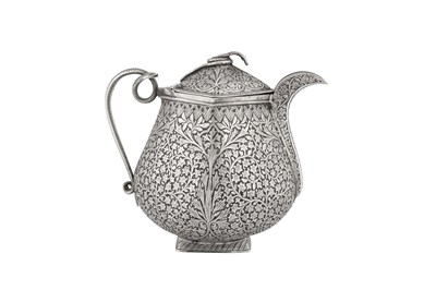 Lot 108 - A late 19th century Anglo – Indian unmarked silver teapot, Kashmir circa 1890