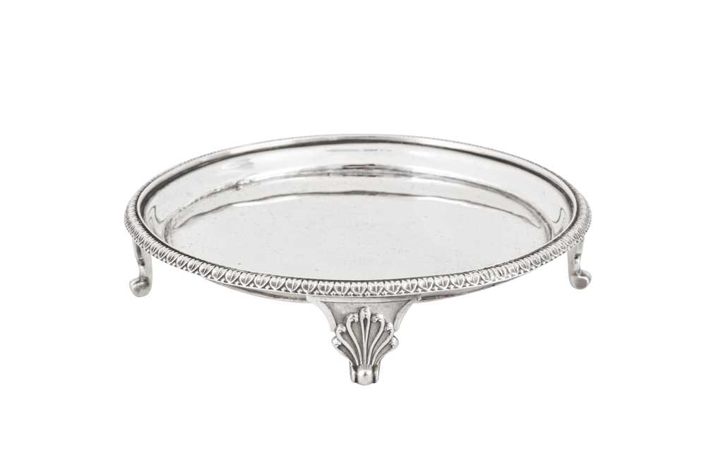 Lot 474 - A George III sterling silver teapot stand, London 1808 by Rebecca Emes and William Emes