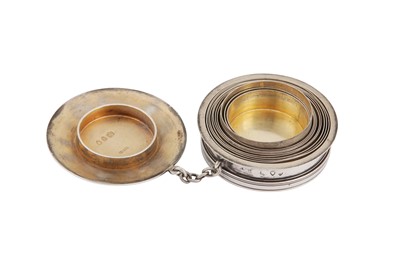 Lot 57 - A Victorian sterling silver travelling collapsible beaker, London 1893 by Sampson Mordan