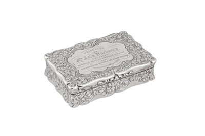 Lot 3 - A Victorian sterling silver snuff box, Birmingham 1852 by Edward Smith