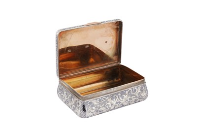 Lot 239 - A Nicholas I mid-19th century Russian 84 zolotnik silver and niello snuff box, Moscow 1853 by Ф.B (Postnikova 2946)