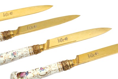 Lot 274 - A set of mid-19th century German unmarked silver gilt fruit eaters, circa 1860