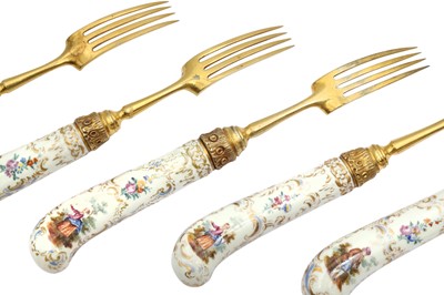Lot 274 - A set of mid-19th century German unmarked silver gilt fruit eaters, circa 1860