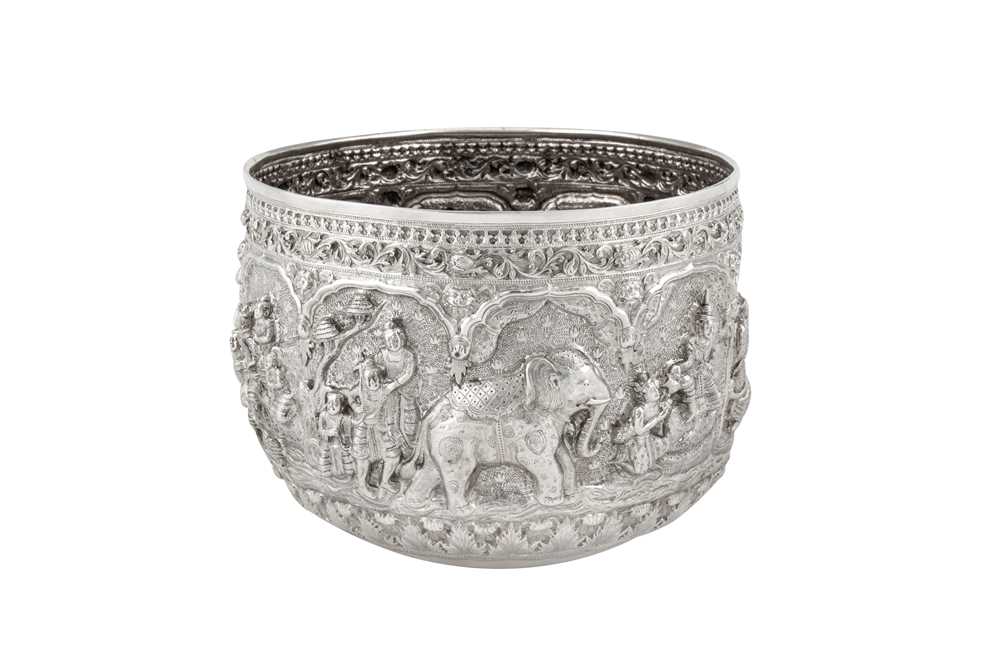 Lot 131 - A late 19th century Burmese unmarked silver bowl, Mandalay circa 1890