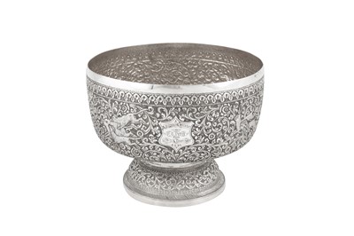 Lot 130 - A late 19th century Anglo – Indian unmarked silver footed bowl, Cutch dated 1894