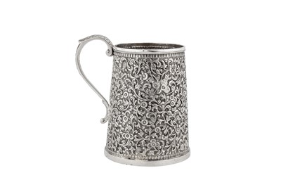 Lot 128 - A late 19th century Anglo – Indian silver pint mug, Cutch circa 1890 by Shamji Mukonji