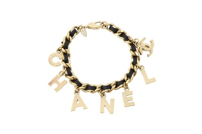 Lot 395 - Chanel Black Chain Logo Charm Bracelet