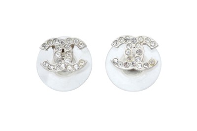 Lot 577 - Chanel Crystal Mini CC Pierced Earrings