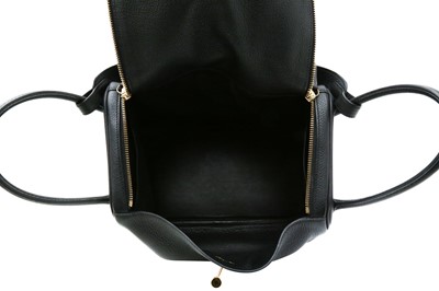 Lot 366 - Hermes Black Clemence Lindy 30