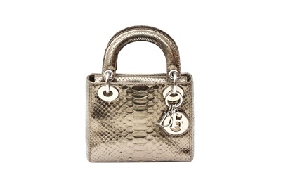 Lot 340 - λ Christian Dior Metallic Gold Python Mini Lady Dior Bag
