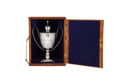 Lot 458 - A cased George III sterling silver twin handled cup and cover, London 1795 by Solomon Hougham
