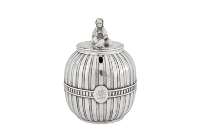 Lot 500 - An unusual George III sterling silver ‘Grecomania’ tea caddy, London 1775 by Samuel Whitford II