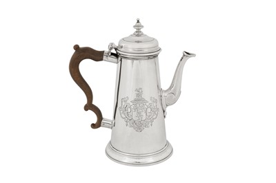 Lot 511 - A George II sterling silver coffee pot, London 1734 by Richard Burcombe (reg. 10th Feb 1724)