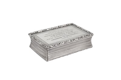 Lot 2 - A large William IV sterling silver snuff box, Birmingham 1830 by Thomas Shaw