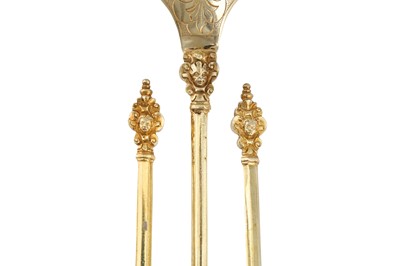 Lot 273 - A set of twelve late 19th century German silver gilt spoon, Hanau circa 1890