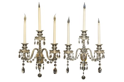 Lot 1548 - A PAIR OF CRYSTAL WALL SCONCES