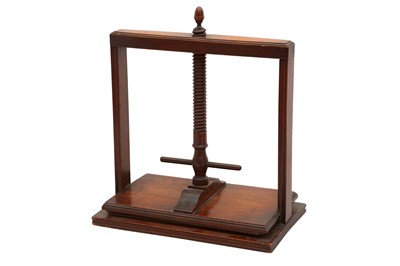 Lot 1440 - A 19TH CENTURY MAHOGANY BOOK PRESS