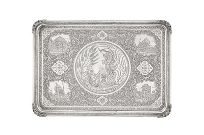 Lot 219 - A mid-20th century Persian (Iranian) silver tray, Isfahan circa 1960 mark of Kazeem