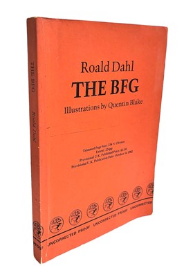Lot 308 - Dahl. The BFG, Uncorrected proof copy, 1982