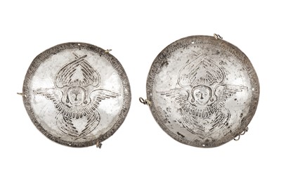Lot 383 - A PAIR OF SILVER INCENSE BURNERS WITH CHRISTIAN PRAYERS AND CHERUBS