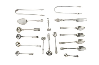 Lot 1249 - A MIXED GROUP OF GEORGE III AND LATER STERLING SILVER FLATWARE