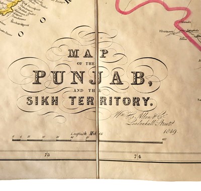 Lot 109 - Allan. Map of the Punjab, and the Sikh Territory, 1849