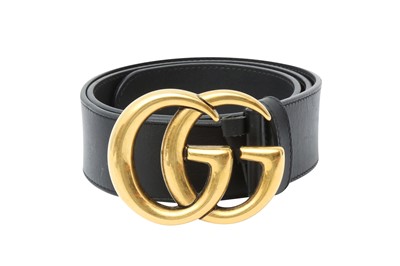 Lot 370 - Gucci Black Marmont GG Belt - Size 70