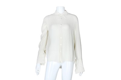 Lot 298 - Hermes Cream Pinstripe Sheer Silk Shirt -Size 38